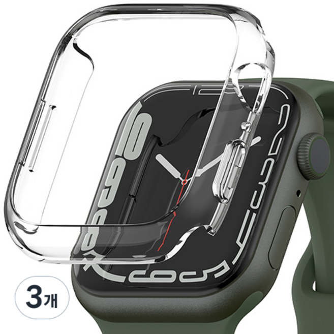 신지모루 풀커버 일체형 하드 스마트워치 케이스, 크리스탈 클리어, 3개