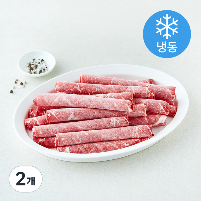 건화한우다 1+등급 정육 샤브샤브용 (냉동), 2개, 300g