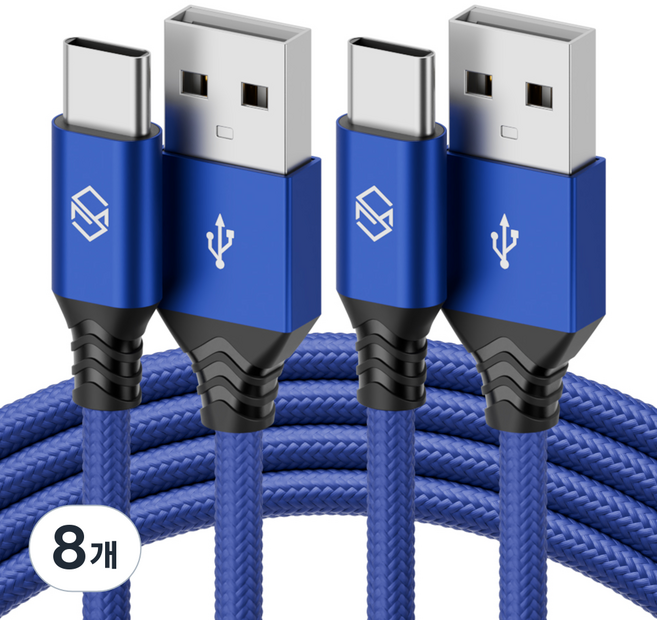 신지모루 USB-C 타입 더치 패브릭 케이블, 1m, 블루, 8개