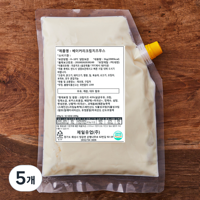 베이커리 크림치즈 무스, 1kg, 1개입, 5개