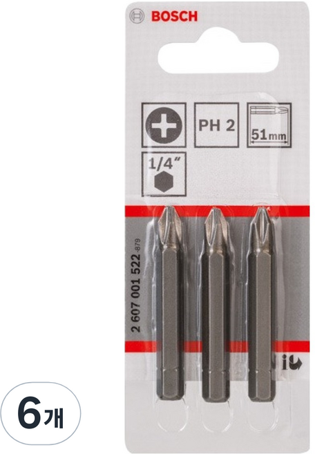 BOSCH 博世 螺絲起子頭 十字 Ph2 51mm 2607001522 3入, 6個