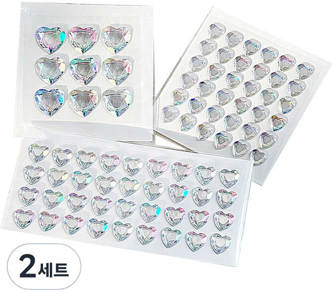 동아피엠에스 하트 큐빅스티커 대 + 중 + 소 세트, 실버, 2세트