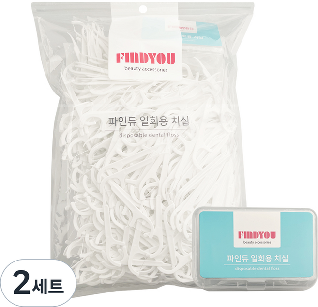 파인듀 일회용 얇은 치실 1000p + 휴대용 케이스, 2세트