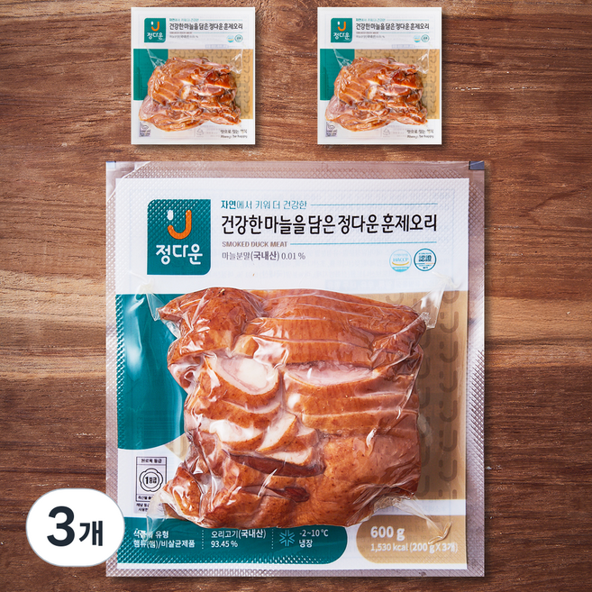 정다운 마늘담은 훈제오리 1등급, 600g, 3개