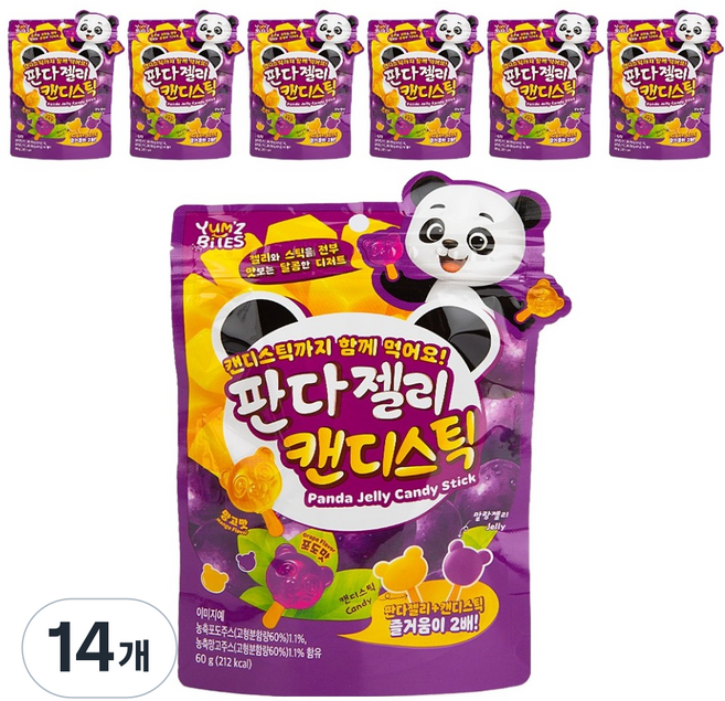 판다 젤리 캔디스틱, 14개, 60g