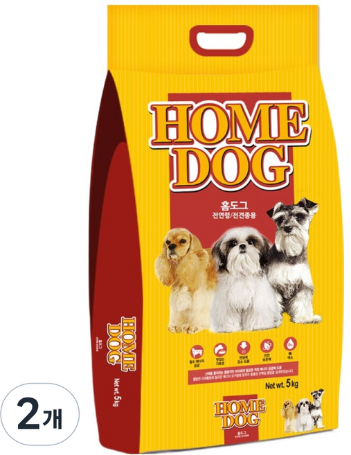홈도그 전연령 강아지 건식사료 2p, 곡물, 5kg, 2개