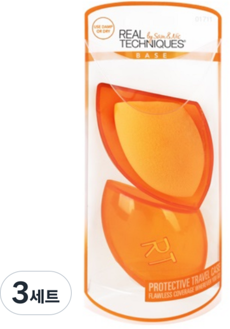 리얼테크닉스 미라클 컴플렉션 스펀지 + 케이스 세트 1711, 3세트