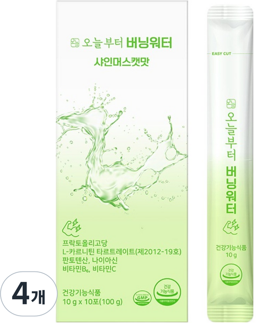오늘부터 버닝워터 샤인머스캣맛 다이어트보조제, 10회분, 4개