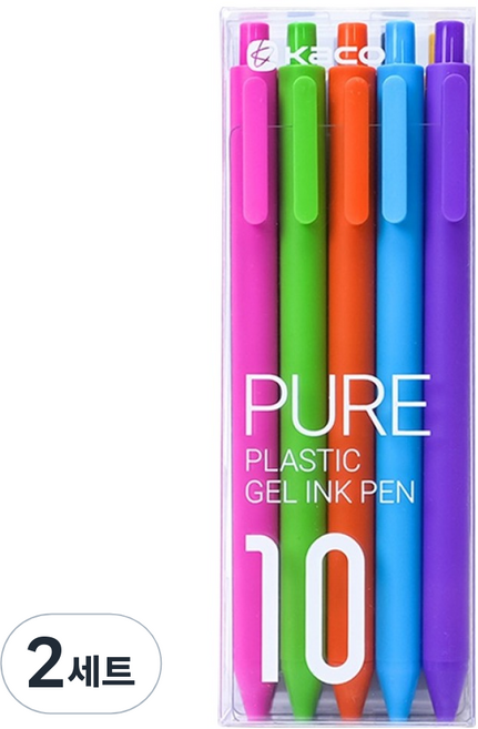 카코 퓨어 소프트 대용량 컬러심 중성 젤펜 0.5mm 10종 세트, 2세트, 혼합색상