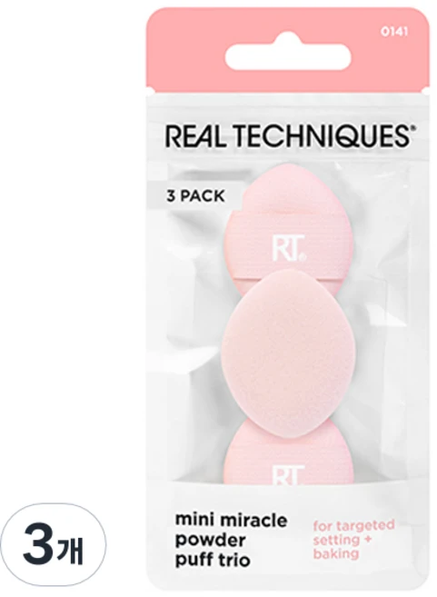 리얼테크닉스 미니 미라클 파우더 퍼프 3p, 3개 - 쿠팡