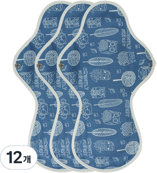 위즐리 면생리대 티니네이비, 오버나이트, 1개입, 12개