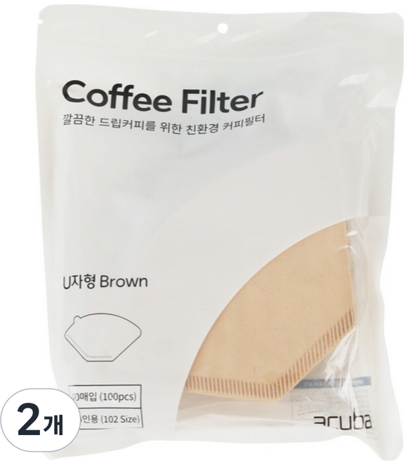 아쿠바 커피필터 CS-U102B, 2개, 100개입
