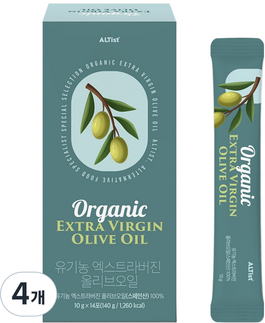 알티스트 유기농 엑스트라 버진 올리브오일 스틱, 140g, 4개