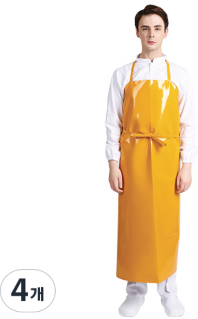 웰프런 양면코팅 방수앞치마 목끈형 특대, 옐로우, 4개
