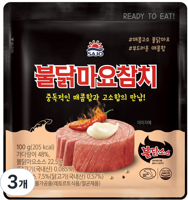 사조 불닭마요참치 파우치, 100g, 3개
