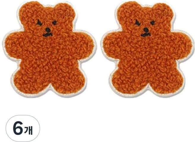 Button King 東大門鈕扣王 熱燙式刺繡動物絨毛果凍熊圖案布貼, 6個, 棕色