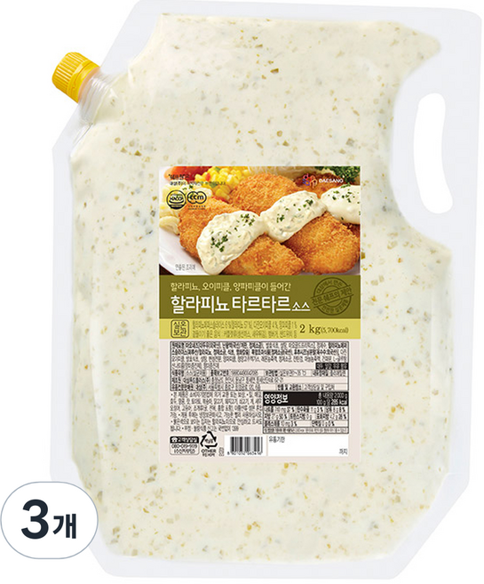 대상 쉐프원 할라피뇨 타르타르 소스, 3개, 2kg