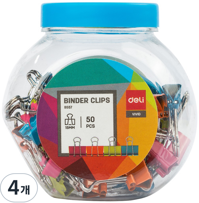 델리 네온 더블클립 단지형 랜덤발송 E8557, 미니, 50개입, 4개