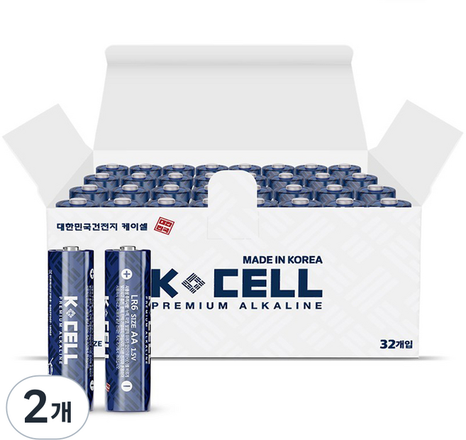 케이셀 알카라인 AA 건전지 1.5V, 32개입, 2개