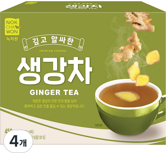 녹차원 깊고 진한 분말 생강차, 15g, 30개입, 4개