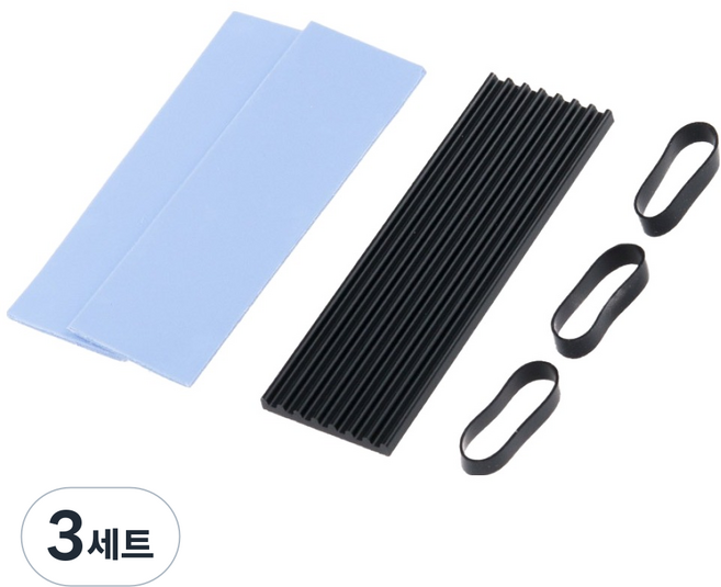 Coms M.2 SSD 散熱片 + 導熱墊 2入 + 橡膠束帶 3入 防熱套組 NVMe NGFF IH350, 黑色, 3套