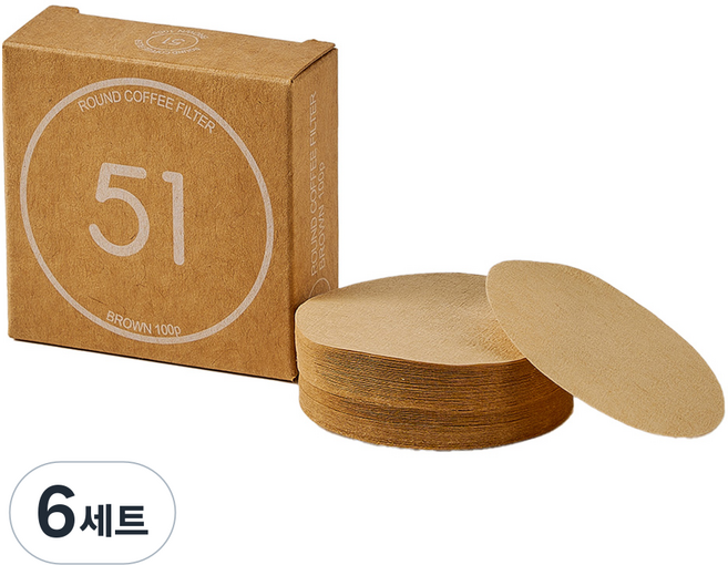BEANPLUS 圓形咖啡濾紙 棕色 51mm, 6套, 100個