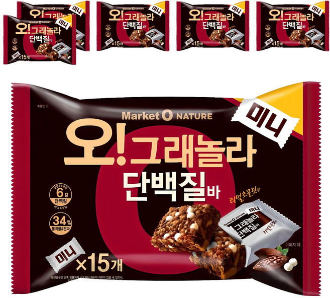 마켓오네이처 오 그래놀라 단백질바 미니, 192g, 6개