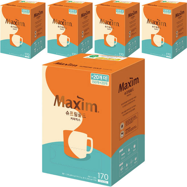 맥심 슈프림 골드 커피믹스, 13.5g, 170개입, 5개