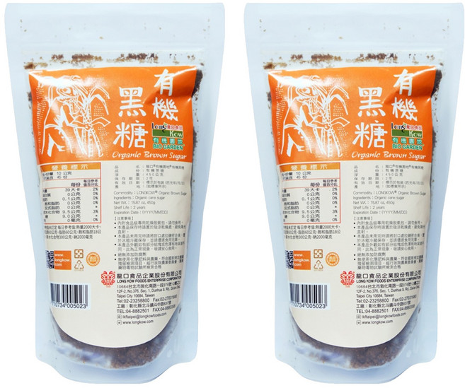 龍口 有機黑糖, 450g, 2包