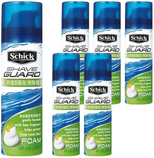 Schick 舒適牌 刮鬍泡 敏感型, 60g, 6瓶