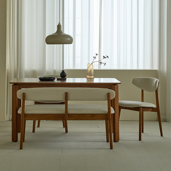 파로마 모라 원목식탁 1400 + A의자2p + 벤치 세트 방문설치, 월넛, 일반 2 + 벤치 1