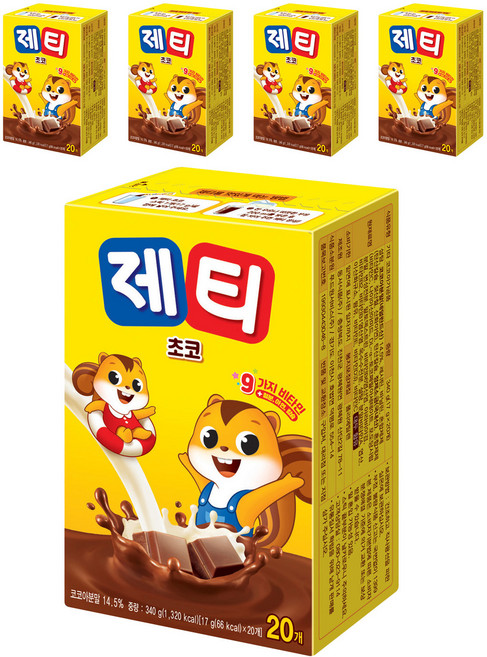 제티 초코 분말, 17g, 20개입, 5개