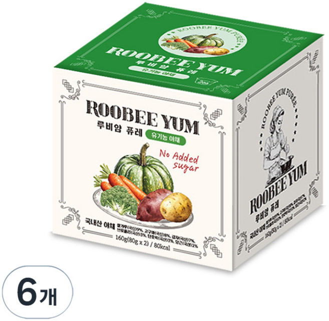 루비얌 유기농 퓨레 2개입, 야채맛, 160g, 6세트