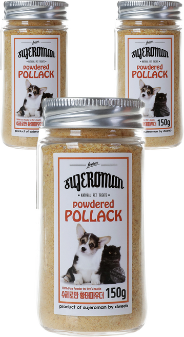 SUJEROMAN 반려동물 영양파우더 간식, 황태, 150g, 3개