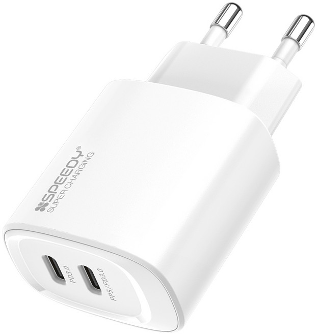 스피디 Gan 20W PD PPS 초고속 2포트 멀티 C타입 충전기, 화이트, 1개