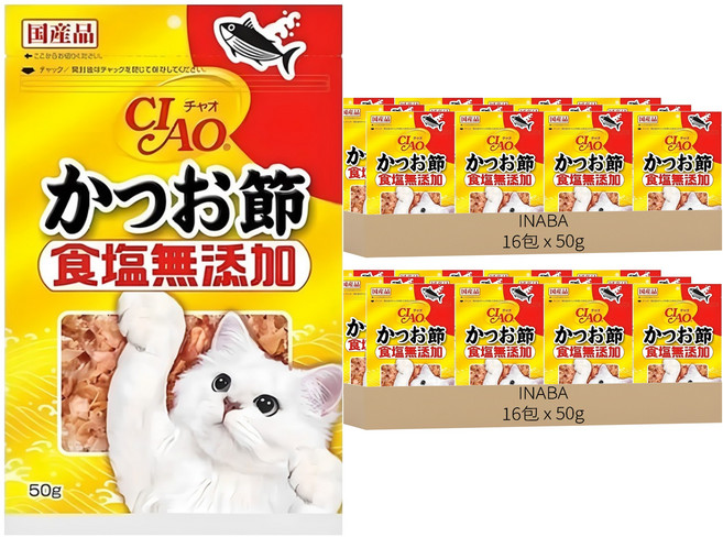 INABA 食鹽無添加 柴魚片, 50g, 32包, 無鹽柴魚