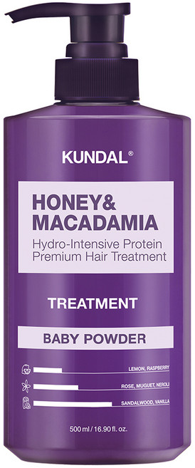 쿤달 허니 앤 마카다미아 헤어트리트먼트 베이비파우더향, 500ml, 1개