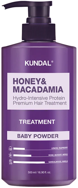 쿤달 허니 앤 마카다미아 헤어트리트먼트 베이비파우더향, 500ml, 1개 - 쿠팡