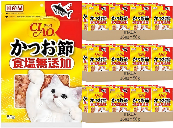 INABA 食鹽無添加 柴魚片, 50g, 48包, 無鹽柴魚