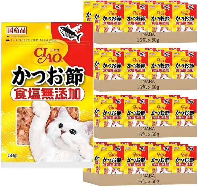 INABA 食鹽無添加 柴魚片, 50g, 64包, 無鹽柴魚