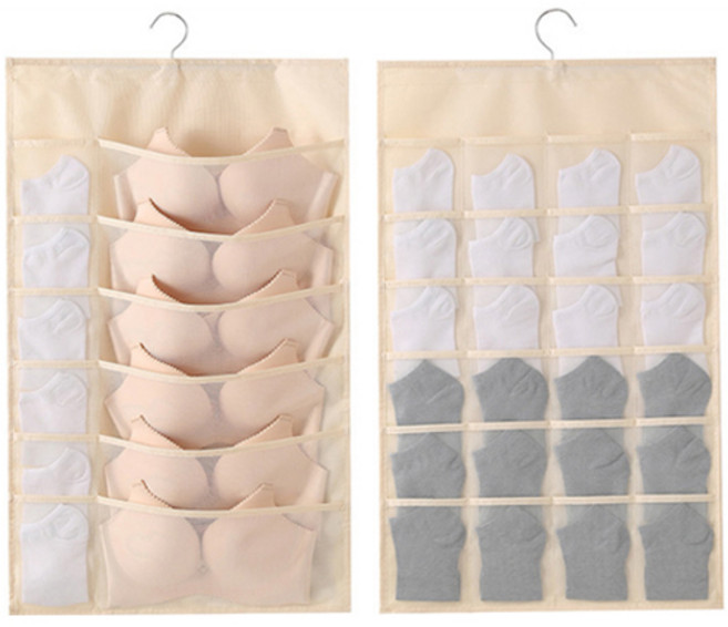 디오셀 옷장정리 양면 속옷 걸이 36구 세트, 베이지, 2개