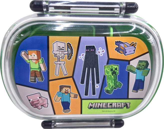 Skater 銀離子橢圓形雙扣便當盒 148 x 123 x 56mm 360ml, Minecraft, 1個