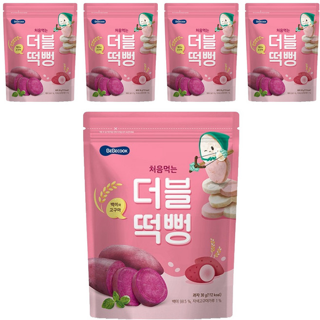 베베쿡 처음먹는 더블떡뻥, 5개, 30g, 혼합맛(백미/고구마)