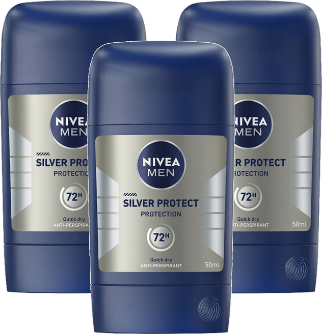 NIVEA 妮維雅 MEN 男士止汗爽身乳膏Pro升級版 極限動力 銀炫魅力, 50ml, 3瓶