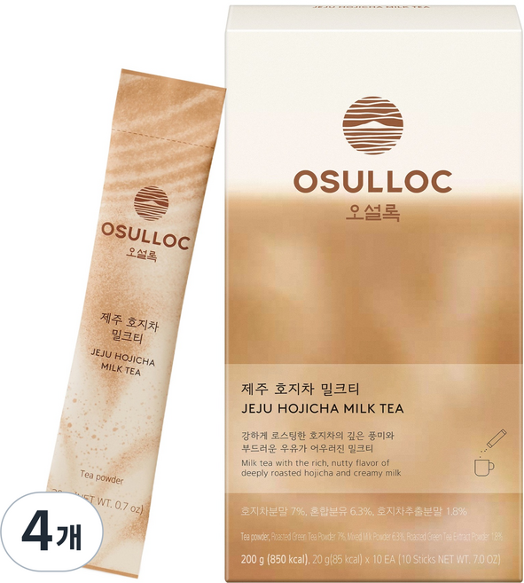 오설록 제주 호지차 밀크티, 4개, 10개입, 20g