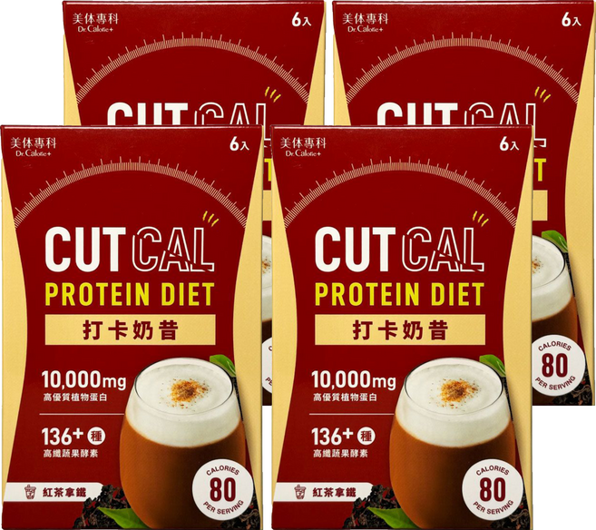 Dr.Calorie+ 美体專科 打卡奶昔 紅茶拿鐵口味, 6包, 20g, 4盒