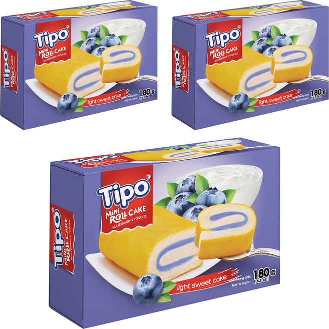 Tipo 瑞士捲 藍莓優格口味, 180g, 3盒