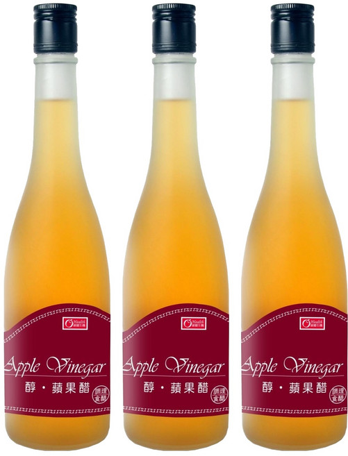 康健生機 醇 蘋果醋, 500ml, 3瓶