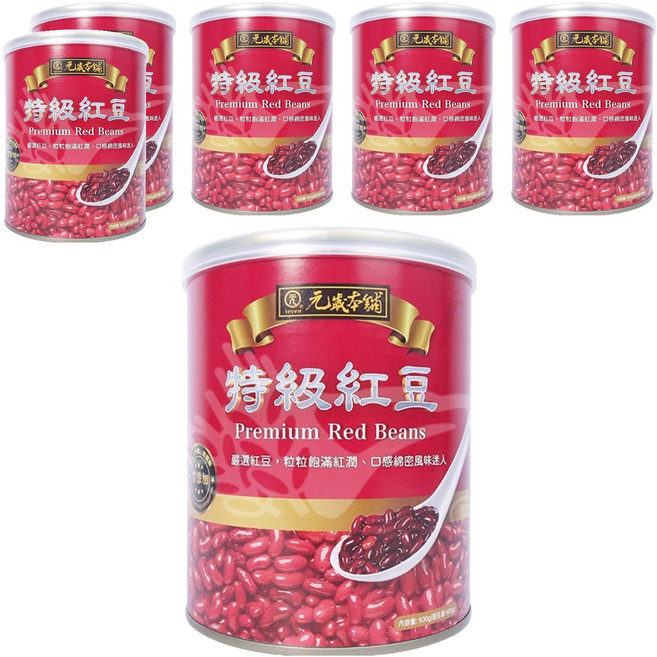 元歲本舖 特級紅豆, 900g, 6罐