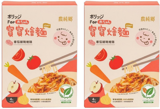 農純鄉 寶寶番茄豬豬燴麵 10個月以上 4包, 600g, 2盒